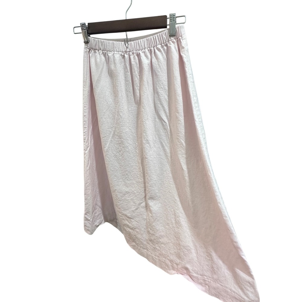 Judy Lynn Vintage Light Pink Linen Rayon Asymmetrical Midi Skirt Womens 12 USA